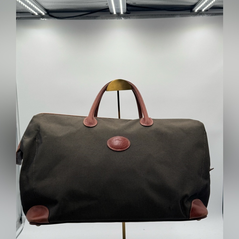 Longchamp Heavy-Weave Canvas & Leather Travel Bag – Weekender Carry-On